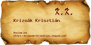 Krizsák Krisztián névjegykártya